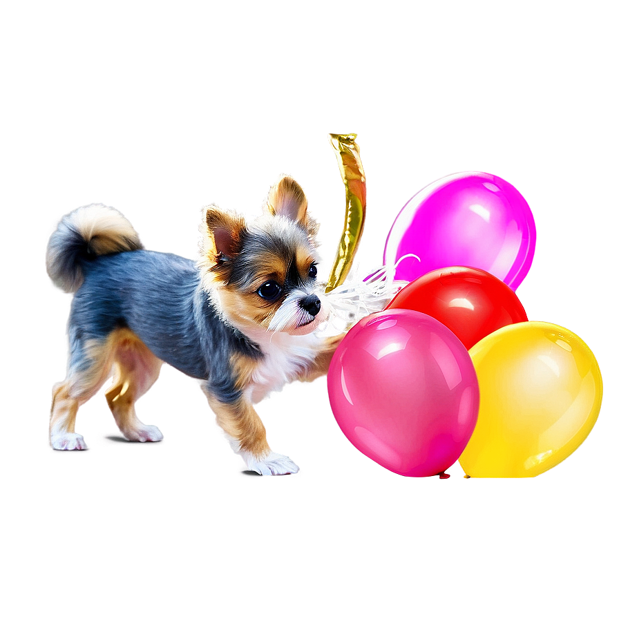 Small Dog With Balloons Png Egr