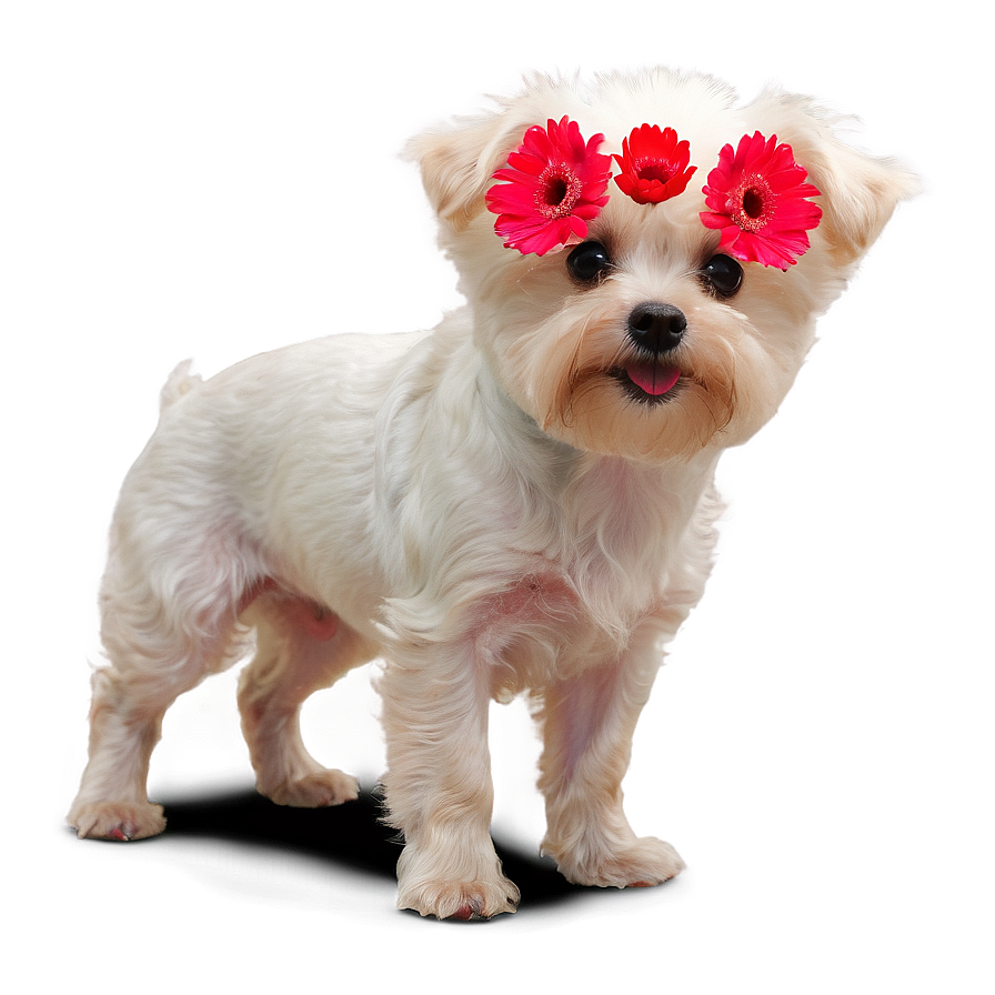 Small Dog With Flowers Png 83