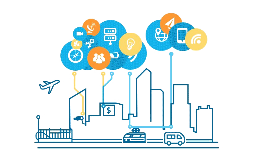 Smart City Connectivity Illustration PNG with transparent background
