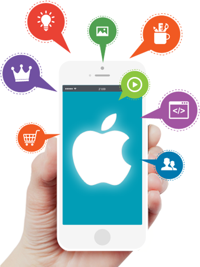 Smartphone App Features Concept PNG with transparent background