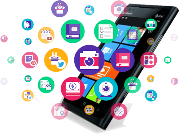 Smartphone App Icons Floating PNG with transparent background