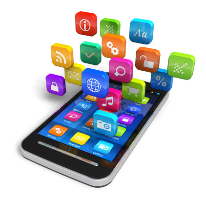 Smartphone App Icons Floating3 D PNG with transparent background