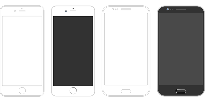 Smartphones Comparison Lineup PNG with transparent background