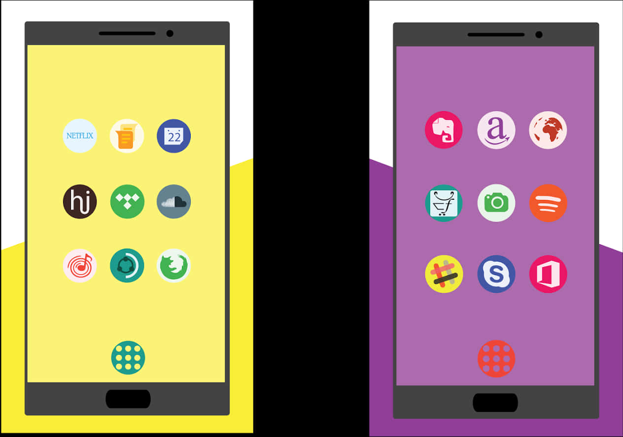 Smartphones_with_ App_ Icons PNG with transparent background