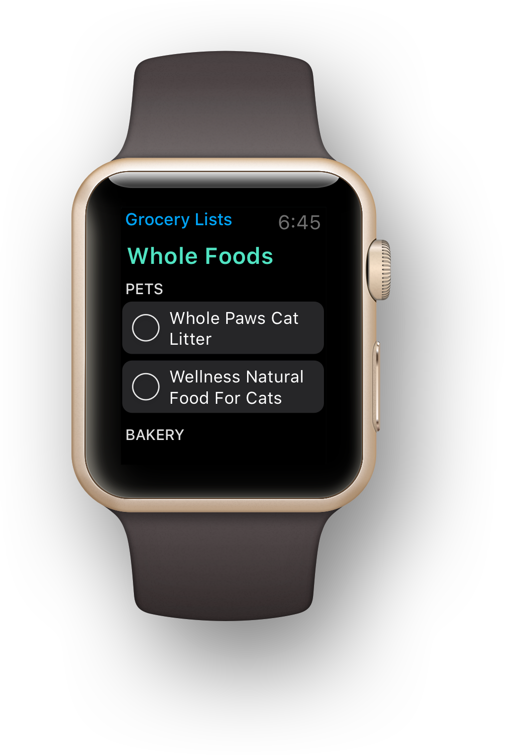 Smartwatch Grocery List Display