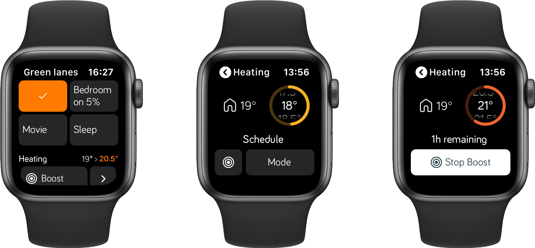 Smartwatch Heating Control Interfaces