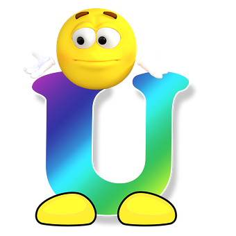Smiley Face Letter U PNG with transparent background