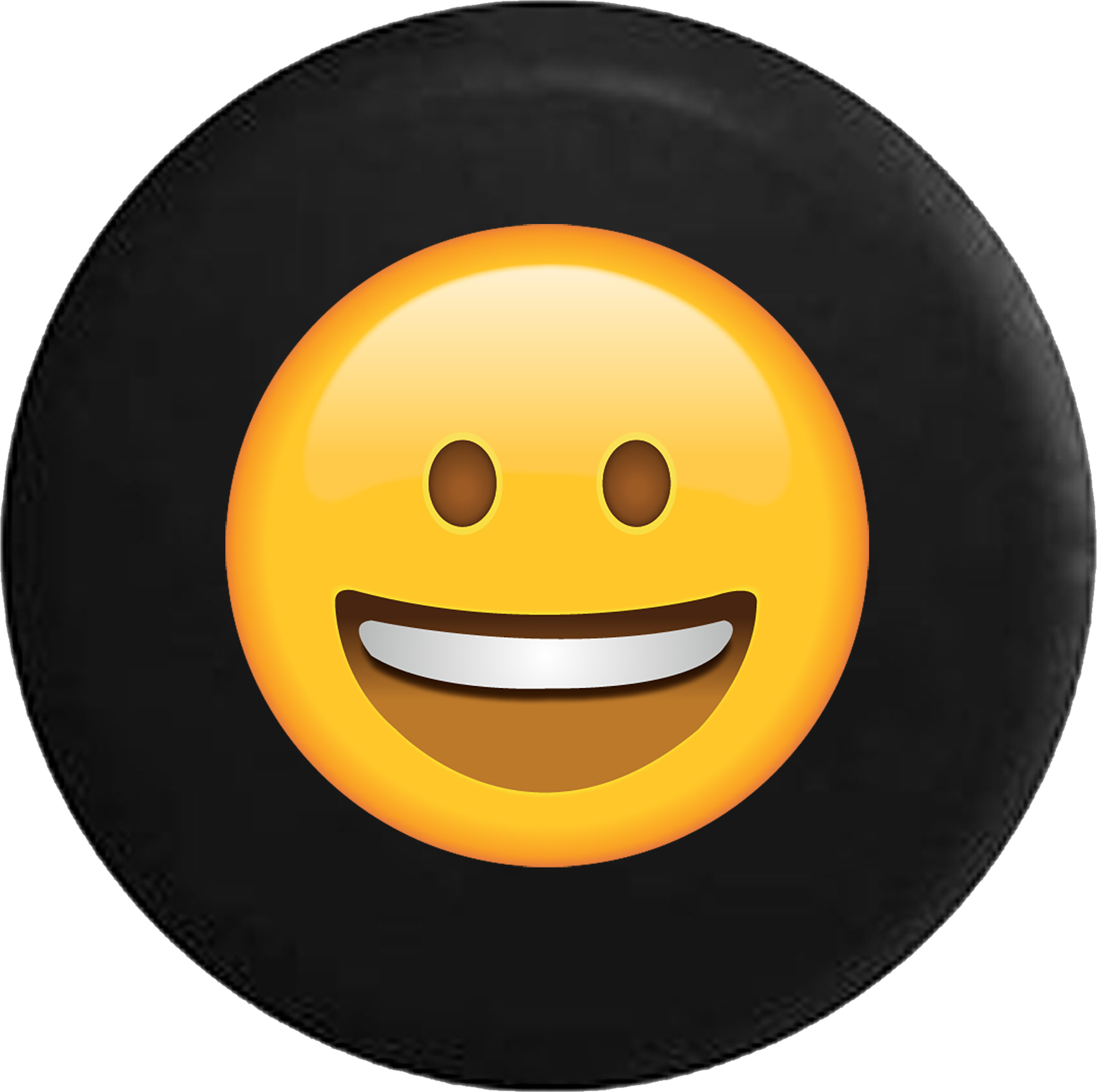 Grinning Smiling Text Emoji Face Eyes Open - Happy Emoji Black Background, HD Png Download PNG with transparent background