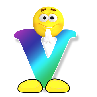 Smiley Faceon Letter V Graphic PNG with transparent background