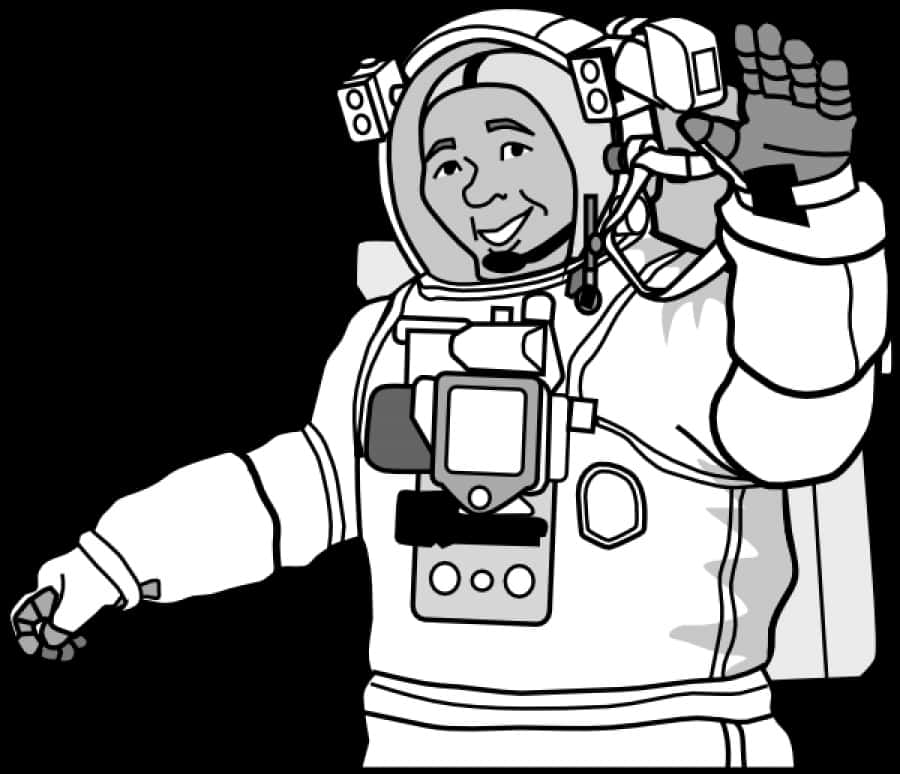 Smiling Astronaut Svg Clip Arts - Clipart Black And White Astronaut, HD Png Download PNG with transparent background