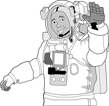 Smiling Astronaut Waving Hand Illustration PNG with transparent background