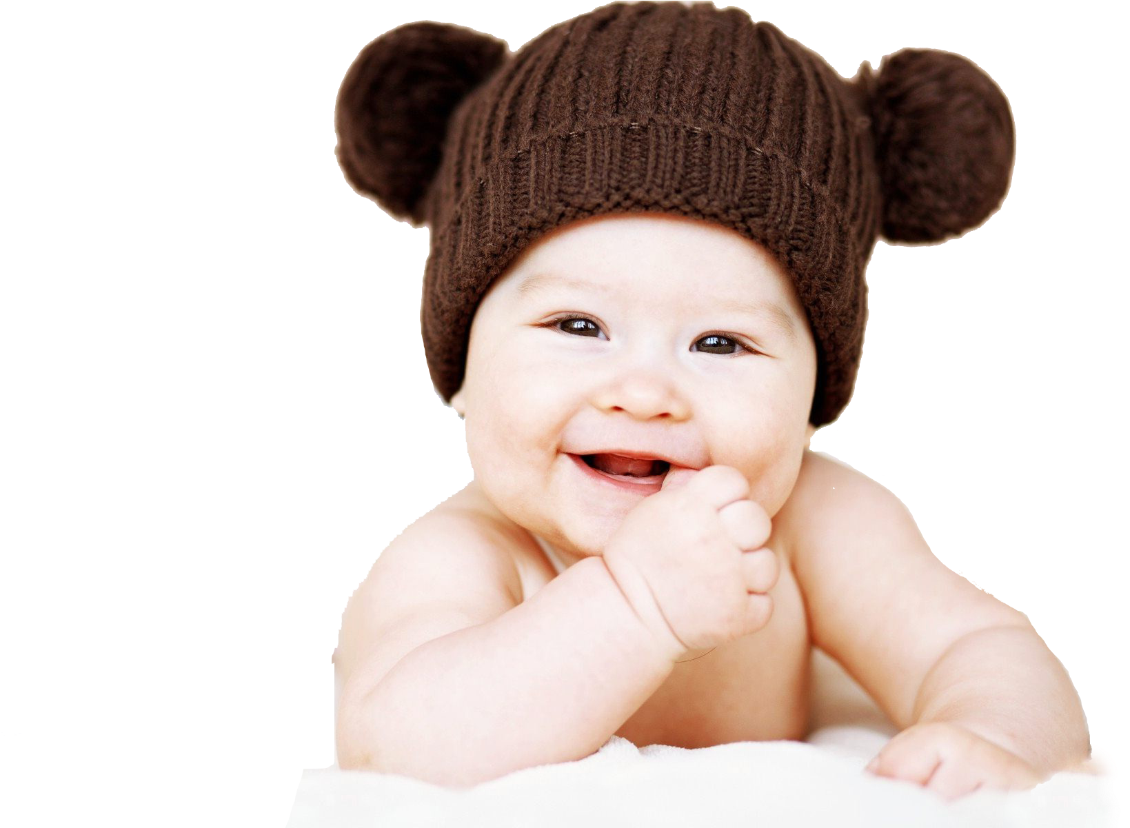 Smiling Babyin Brown Bear Hat