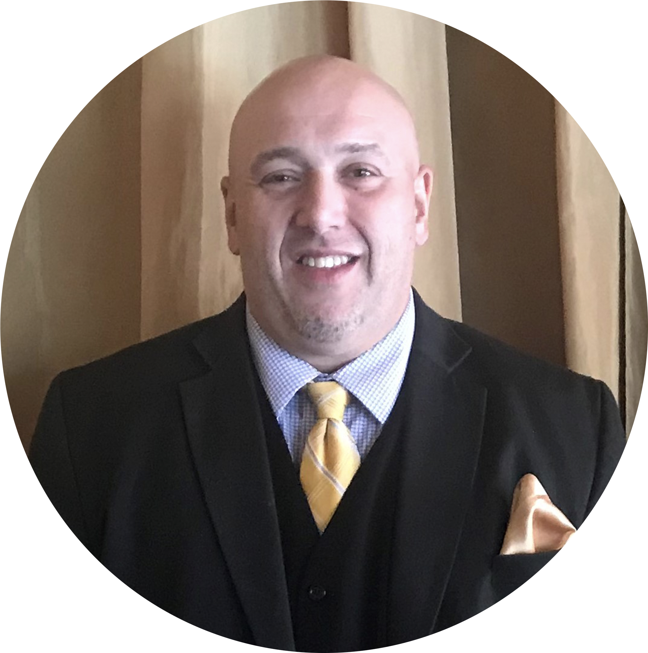 Smiling Bald Gentlemanin Suit PNG with transparent background