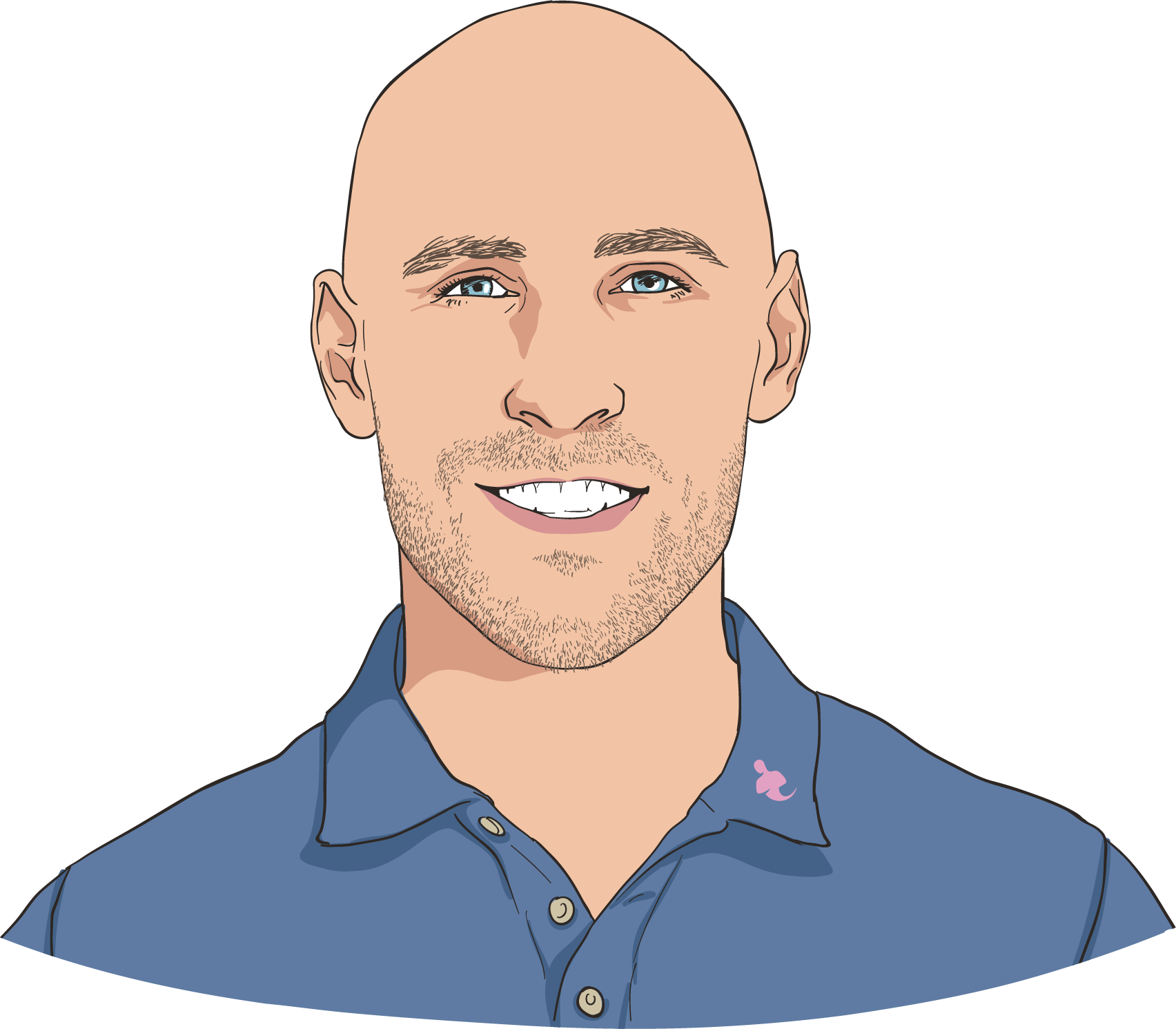 Smiling Bald Man Illustration