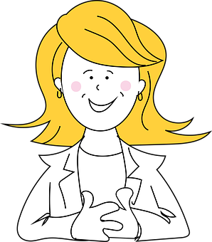 Smiling Blonde Cartoon Woman PNG with transparent background