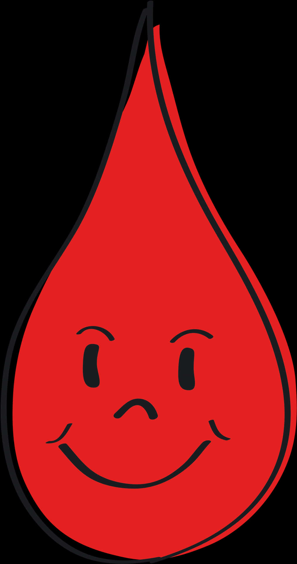 Smiling Blood Drop Cartoon PNG with transparent background
