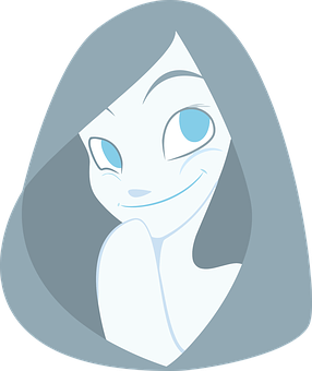 Smiling Blue Cartoon Ghost