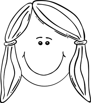Smiling Cartoon Face Blackand White PNG with transparent background