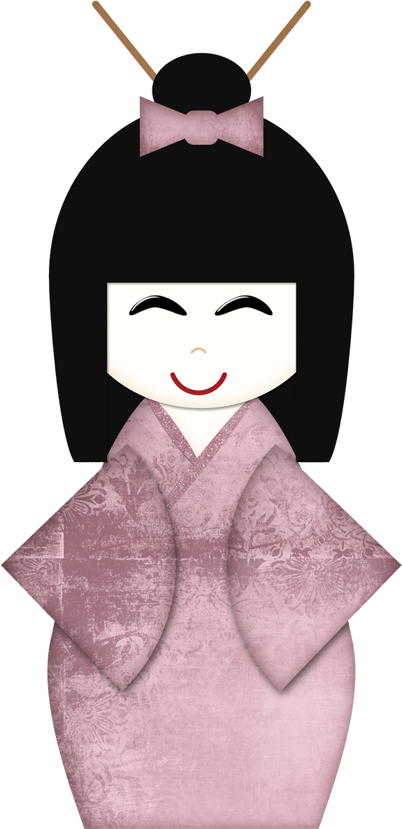Smiling Cartoon Geisha PNG with transparent background