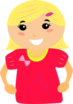 Smiling Cartoon Girl Illustration PNG with transparent background