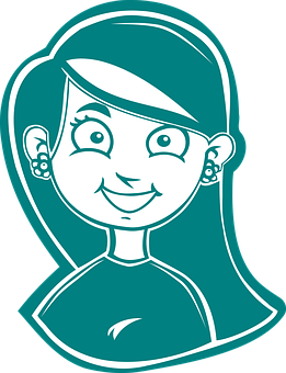 Smiling Cartoon Girl Outline