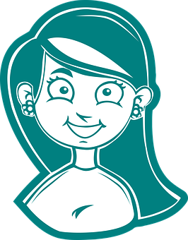 Smiling Cartoon Girl Outline