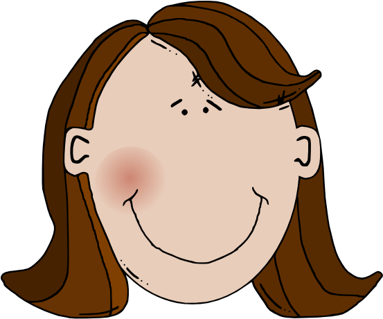 Smiling Cartoon Girlwith Brown Hair