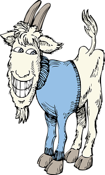 Smiling Cartoon Goat Illustration PNG with transparent background
