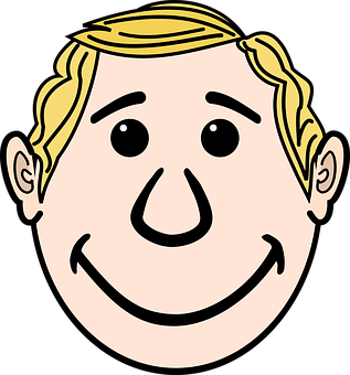 Smiling Cartoon Man Head PNG image with a transparent background, free high-resolution download