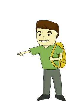 Smiling Cartoon Man With Backpack