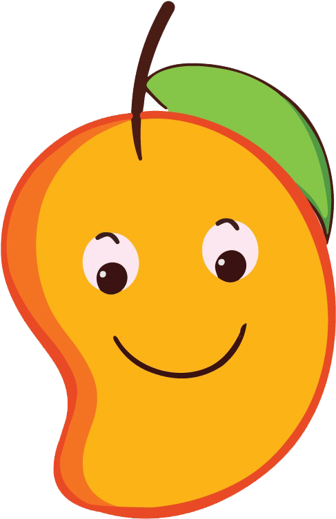 Smiling Cartoon Mango Character PNG with transparent background