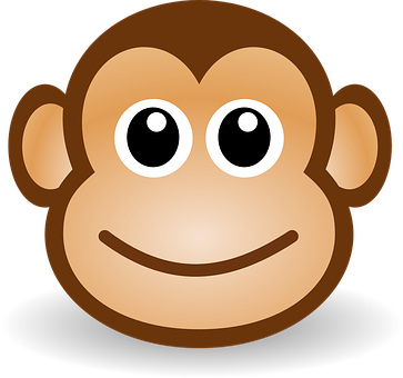 Smiling Cartoon Monkey Face PNG with transparent background