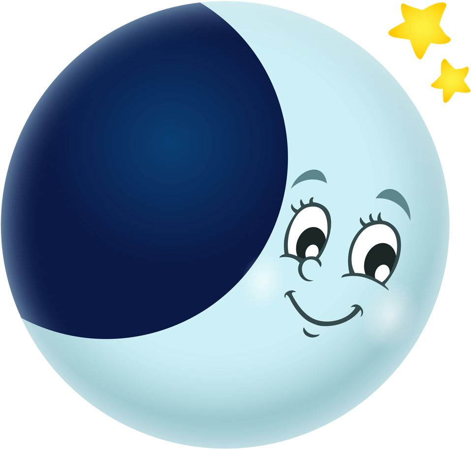 Moon And Stars Theme Collection - Smiling Cartoon Cute Full Moon Clipart, HD Png Download PNG with transparent background