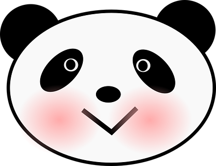 Smiling Cartoon Panda Face PNG with transparent background