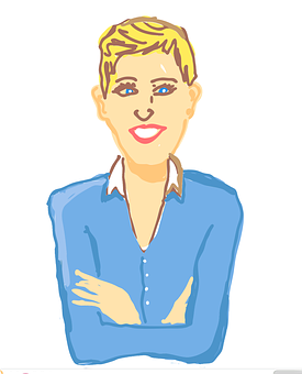 Smiling Cartoon Personin Blue Shirt PNG image with a transparent background, free high-resolution download