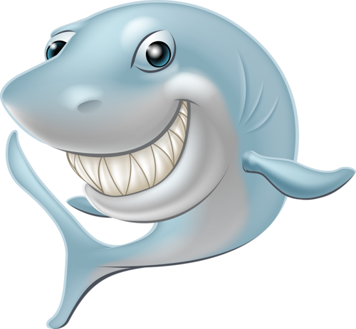Cartoon Sea Animals, Cartoon Fish, Shark Party, - Great White Shark Character PNG with transparent background