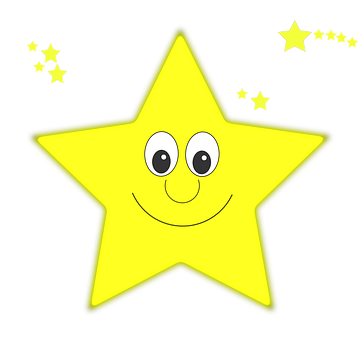 Smiling Cartoon Star Black Background