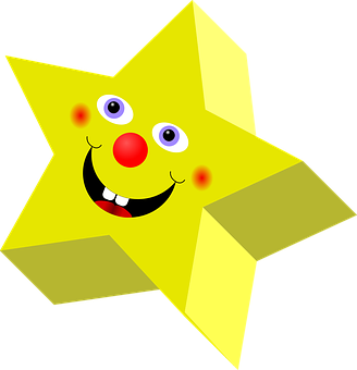 Smiling Cartoon Star Character PNG with transparent background