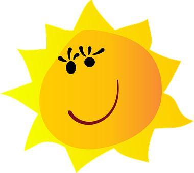 Smiling Cartoon Sun PNG with transparent background