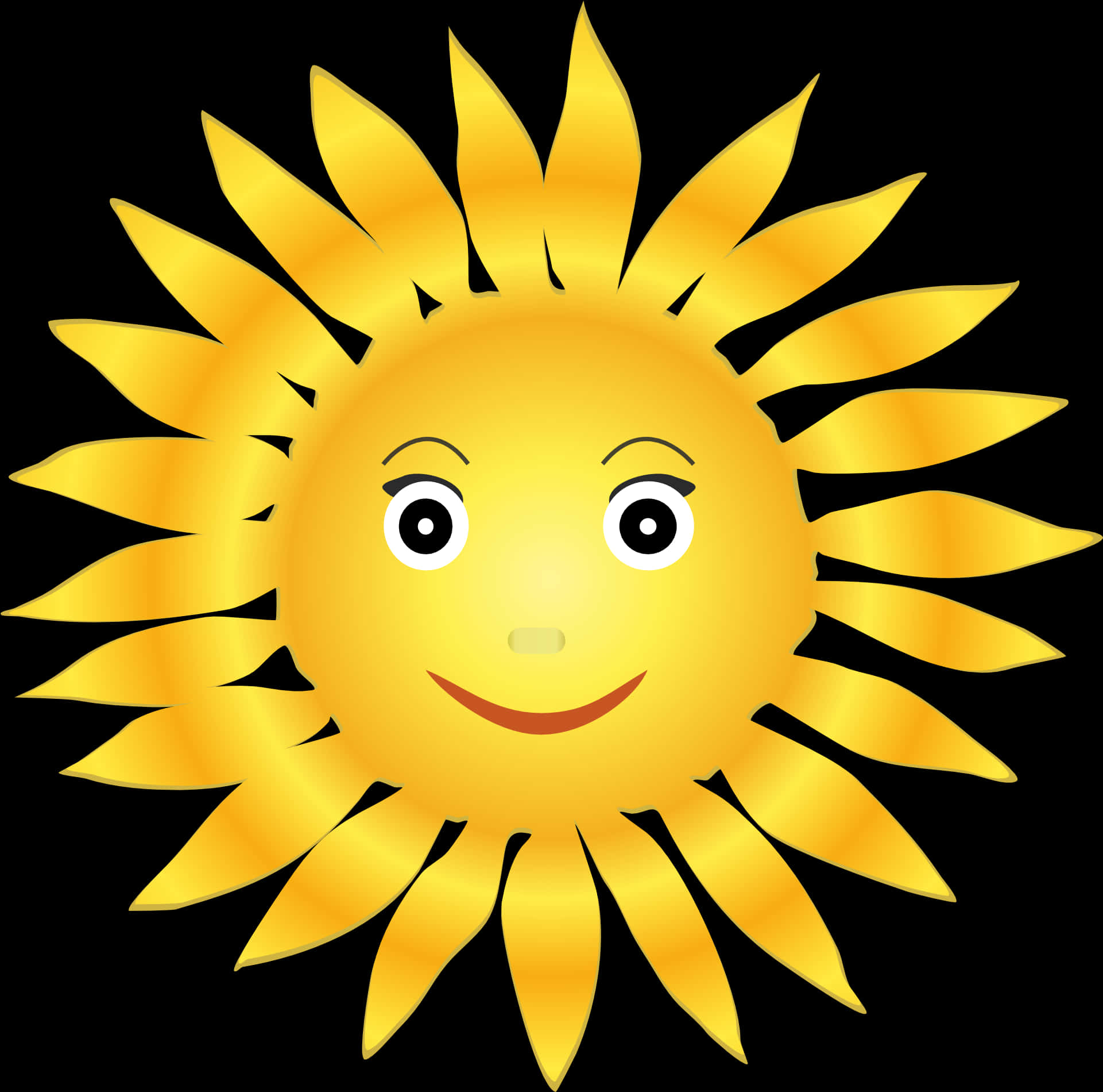 Smiling Cartoon Sun Transparent Background