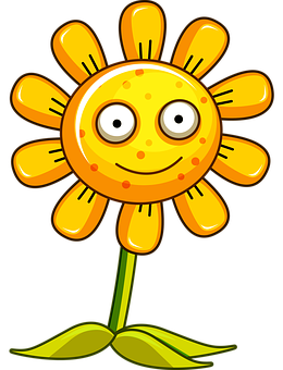Smiling Cartoon Sunflower PNG with transparent background