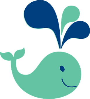 Smiling Cartoon Whale PNG with transparent background