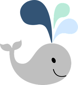 Smiling Cartoon Whale PNG with transparent background