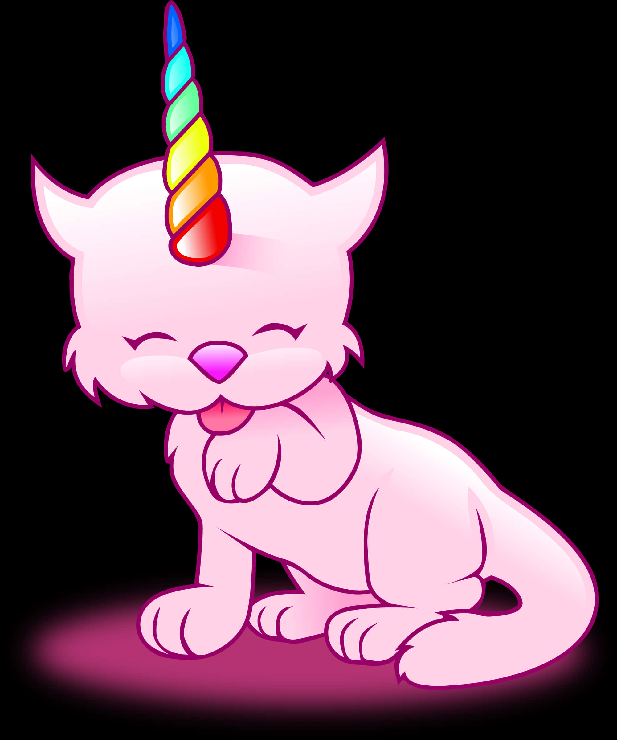 Smiling Cat Unicorn Rainbow Horn