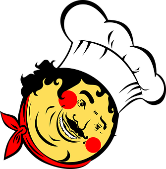 Smiling Chef Moon Graphic PNG image with a transparent background, free high-resolution download