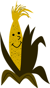 Smiling Corn Character PNG with transparent background