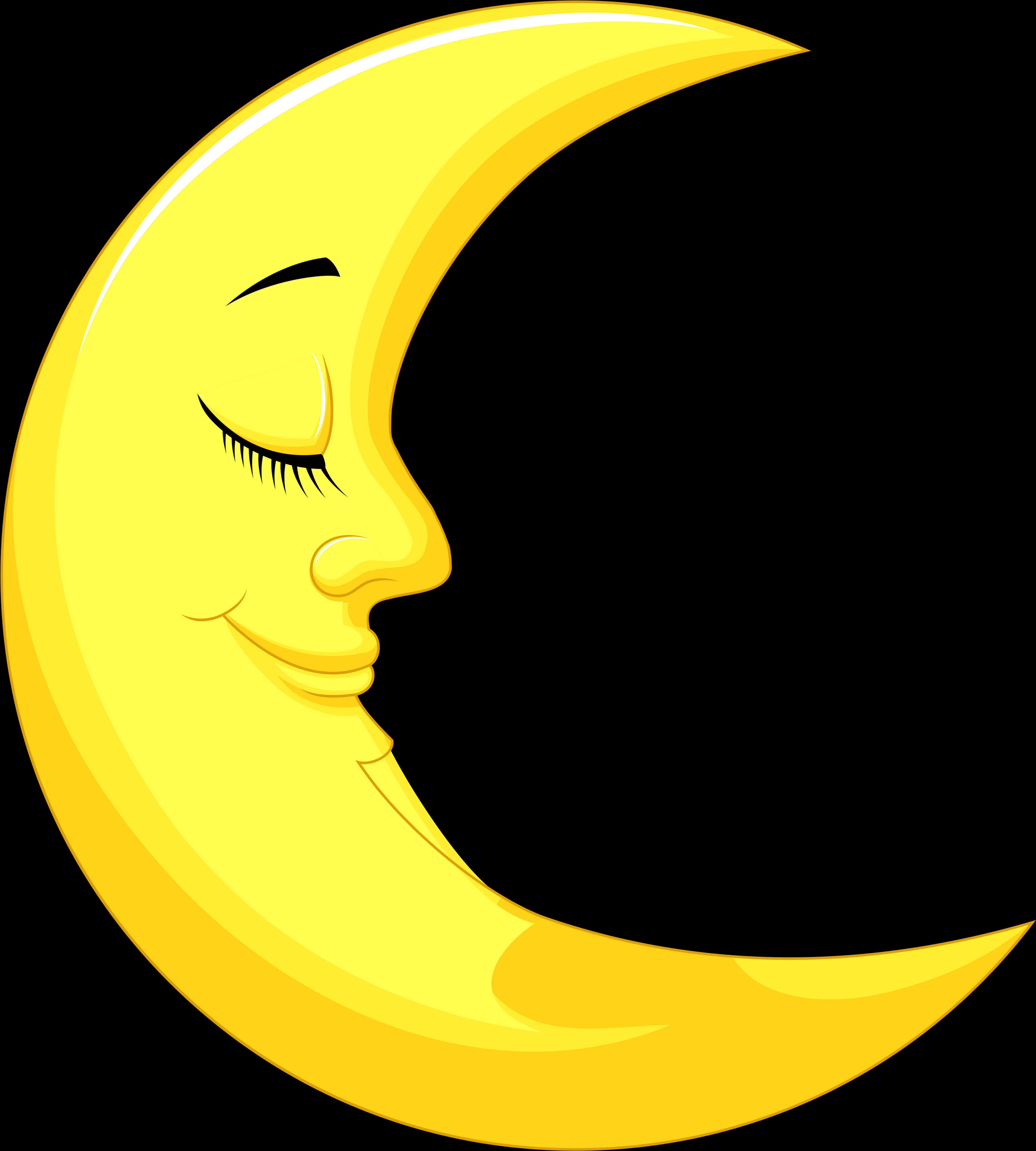 Smiling Crescent Moon Cartoon