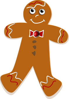 Smiling Gingerbread Man Cartoon PNG with transparent background