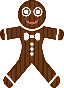 Smiling Gingerbread Man Cartoon PNG with transparent background