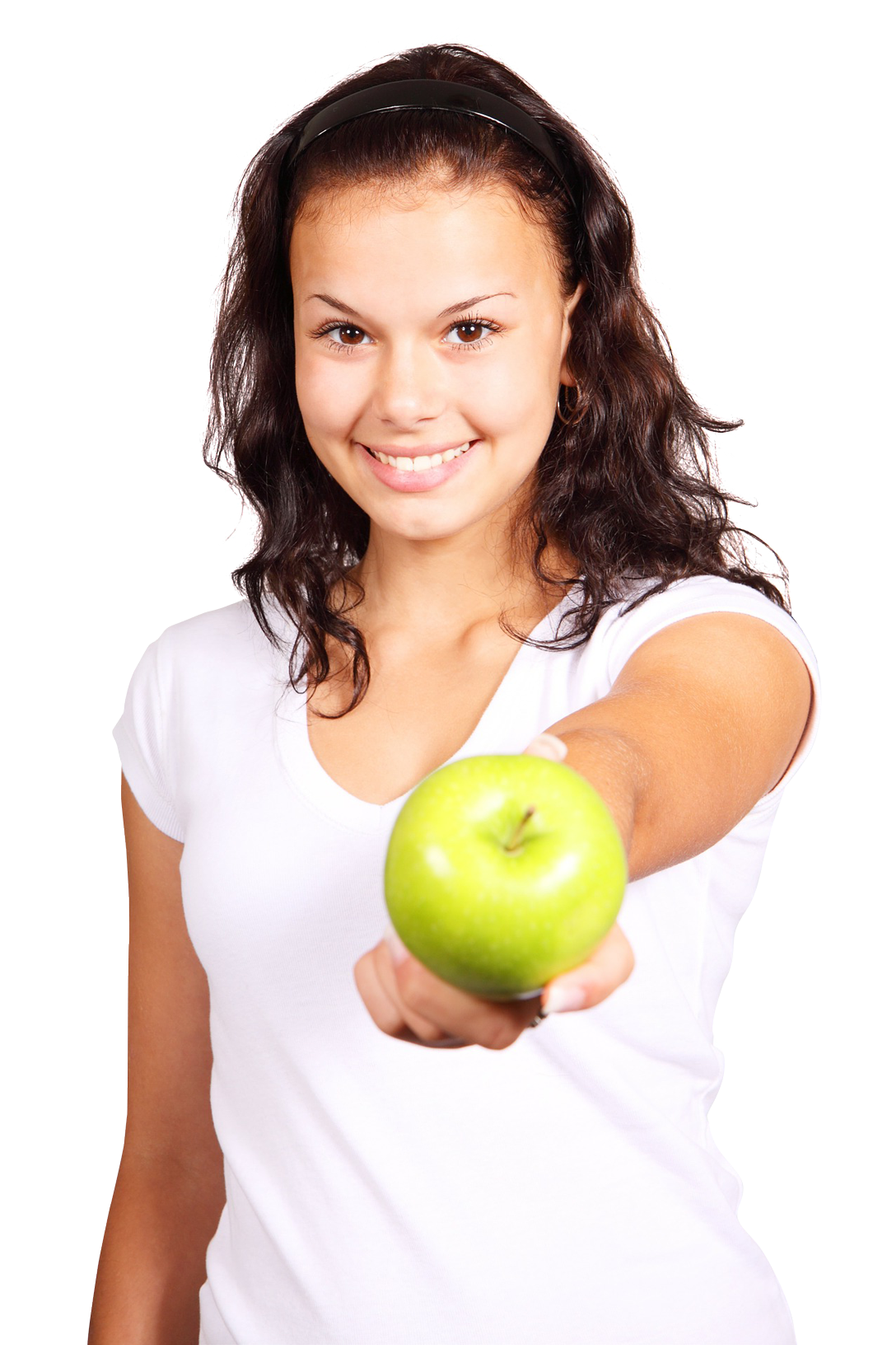 Smiling Girl Holding Green Apple